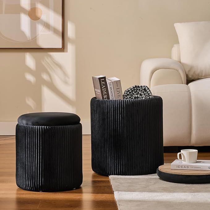 Pack de 2 poufs + 2 tables basses + 2 coffres