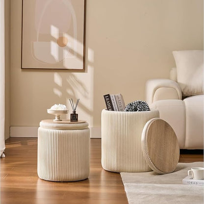 Pack de 2 poufs + 2 tables basses + 2 coffres